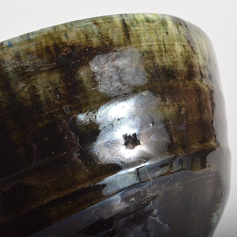 茶道具　石川県小松焼　青楽茶碗　時代箱　極め二重箱　D　R6834