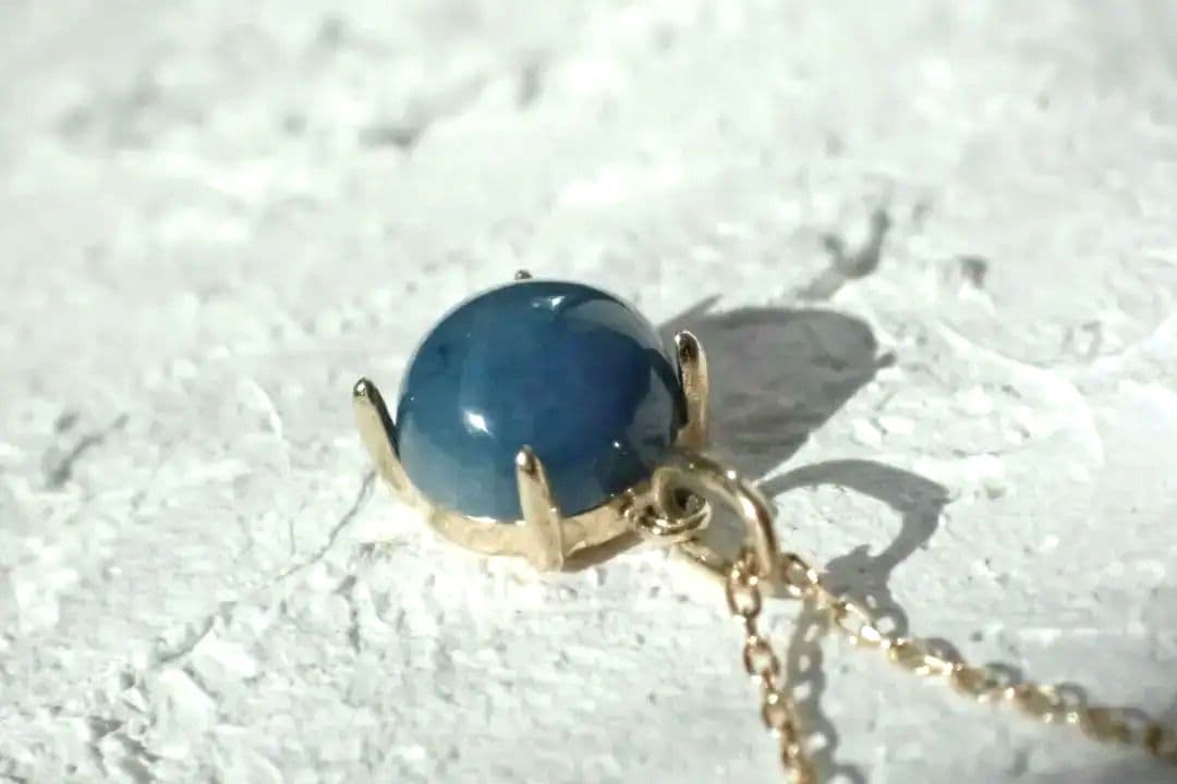 ※Gamyミネラルワーク※糸魚川翡翠　入コン沢　青　10金　丸　ネックレス