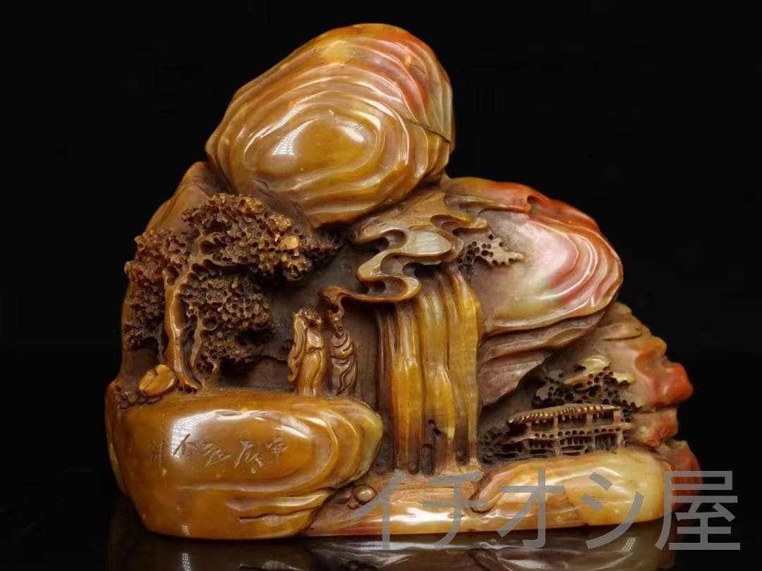 珍品旧蔵 甲辰年 田黄石人物雕刻 篆刻 細密彫刻 文房置物 観賞 人物雕刻