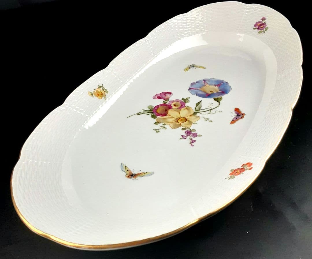 1905年 KPM ベルリン 手描き フィッシュプラター 51×24㎝　ma