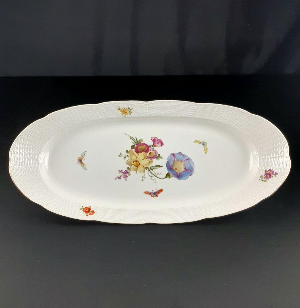 1905年 KPM ベルリン 手描き フィッシュプラター 51×24㎝　ma