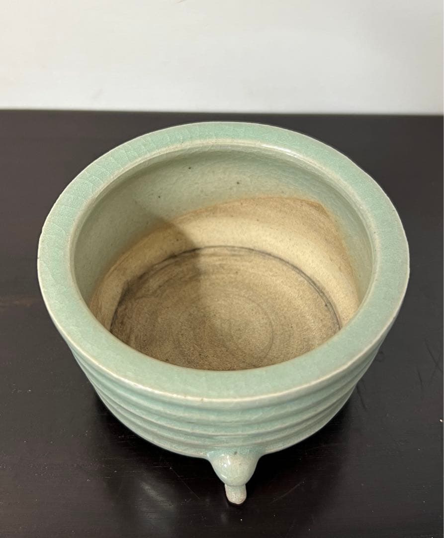 古美術　青磁三足香炉　XG2-22