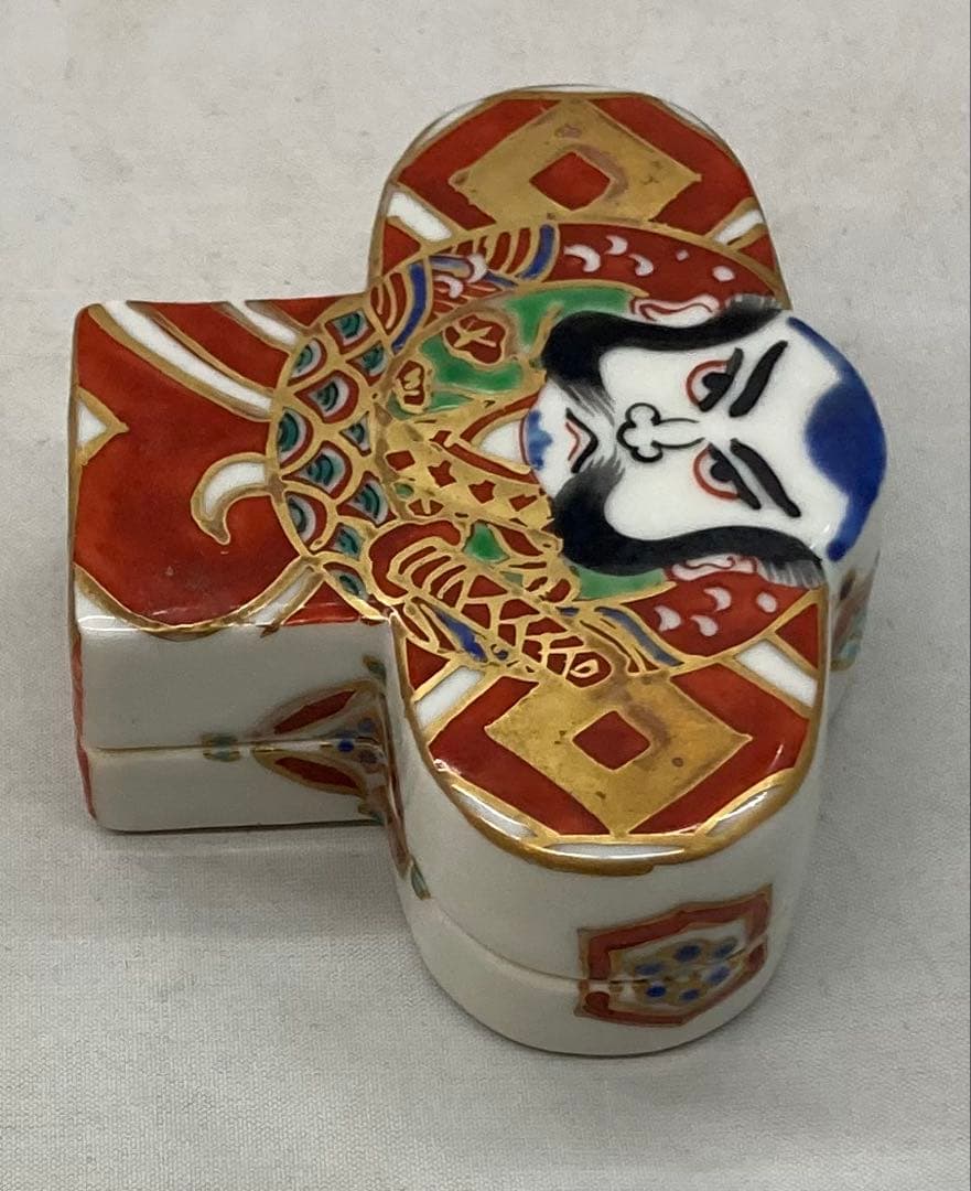 B251s 「色絵 奴凧香合」高野昭阿弥造　共箱　正月　京焼