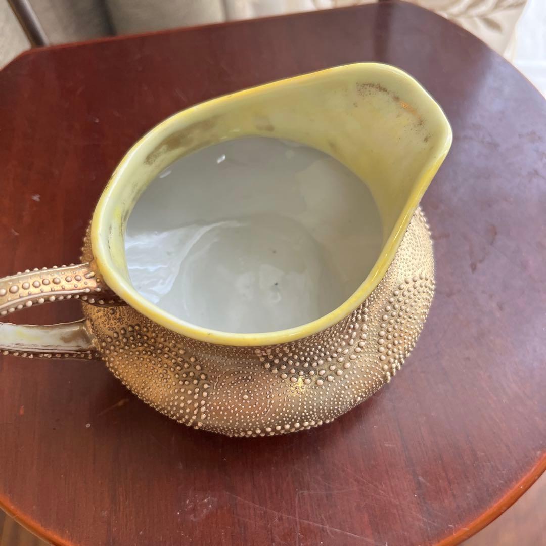 オールドノリタケ金と金点盛りのクリーマー美術品メープル印1890年代技術力の凄さ