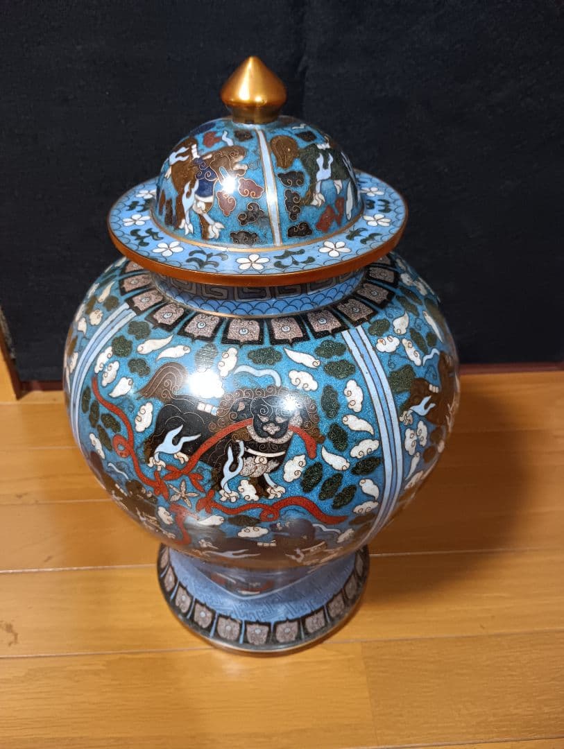 将軍壺　一対　七宝焼き　倣古　置物　中国　大きい　工芸品　インテリア