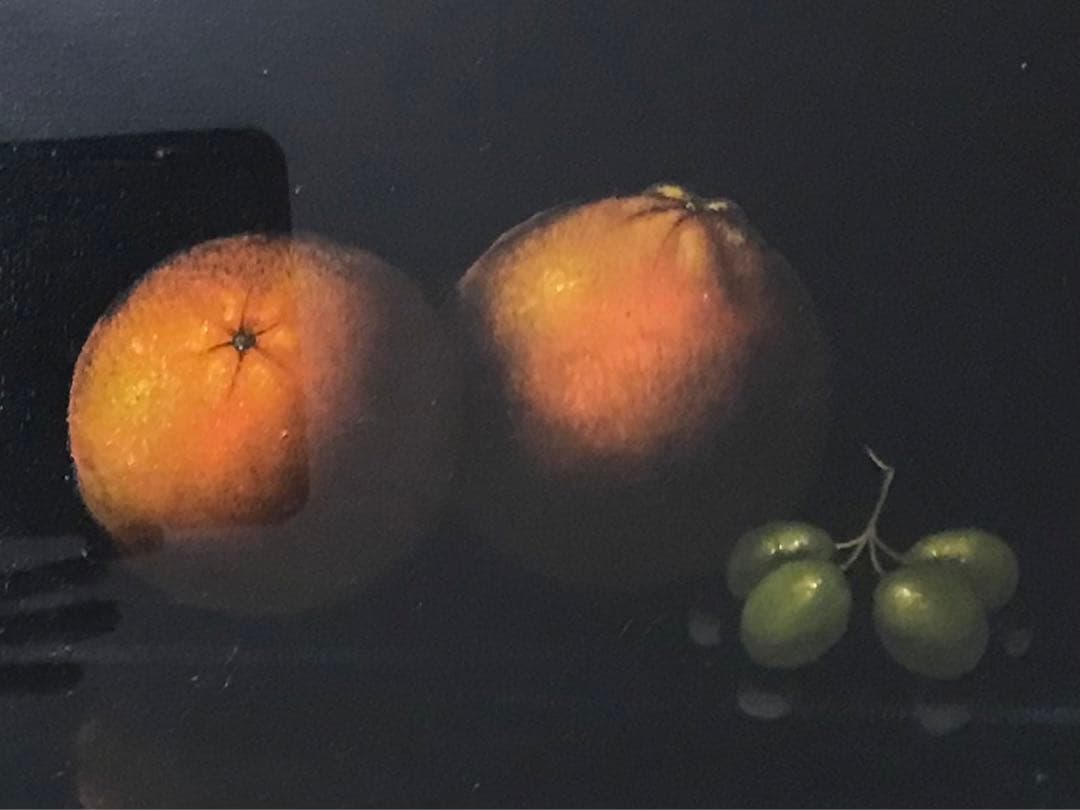 静物画　オレンジと葡萄　油彩画　サイズP6