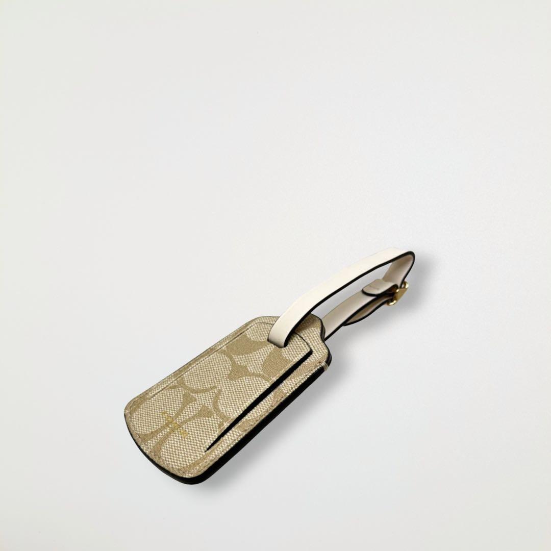 ☆人気商品☆ COACH ネームタグ ラゲッジタグ ライトカーキ×チョーク