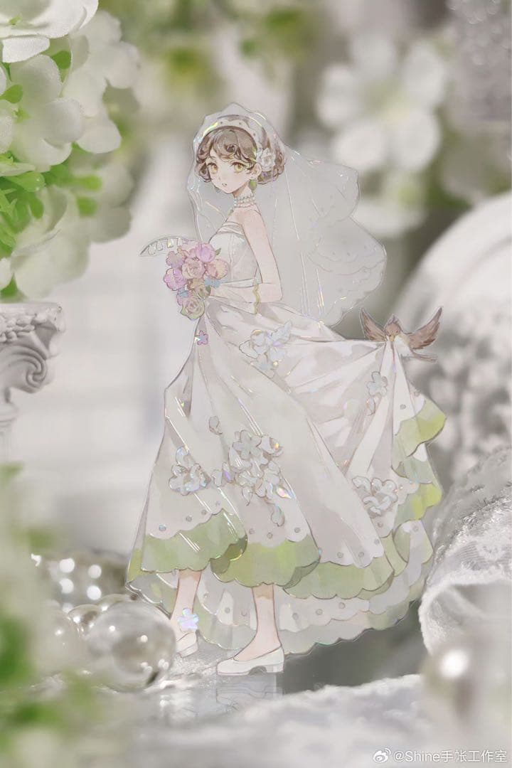 【8889】海外　マステ　3/5/巻　貝殻光マスキングテープ　花嫁　人物系