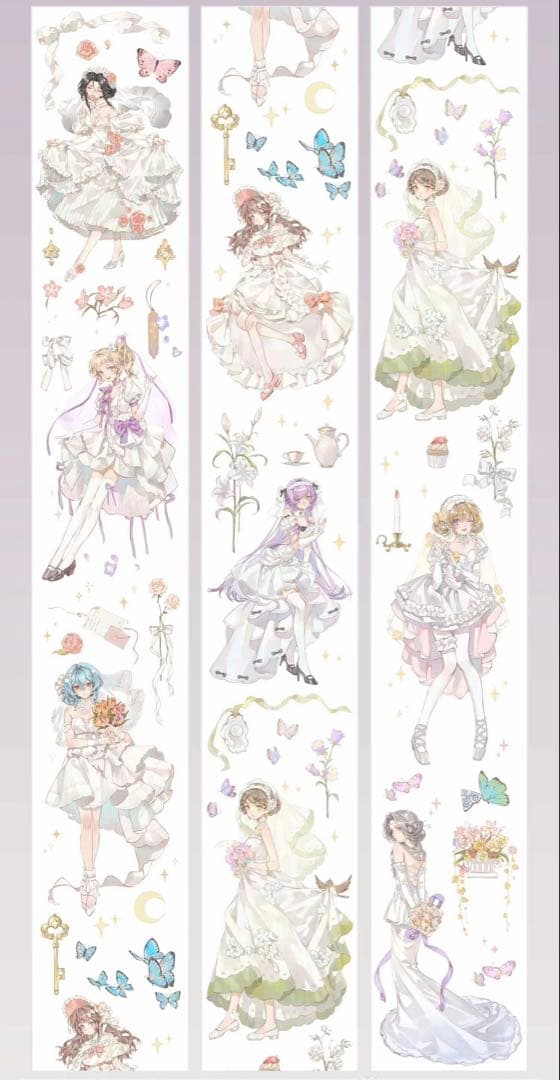 【8889】海外　マステ　3/5/巻　貝殻光マスキングテープ　花嫁　人物系