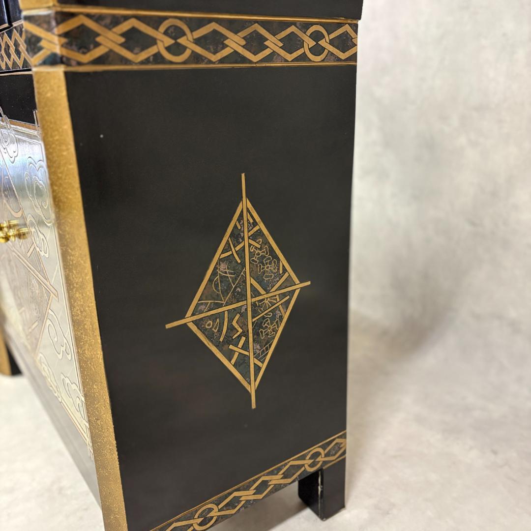 和モダン キャビネット 金彩装飾 引き出し・扉付き 収納家具