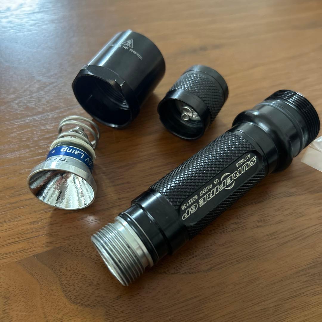 SUREFIRE 6p、バルブASSY、3vリチウム電池4本、ホルダーset