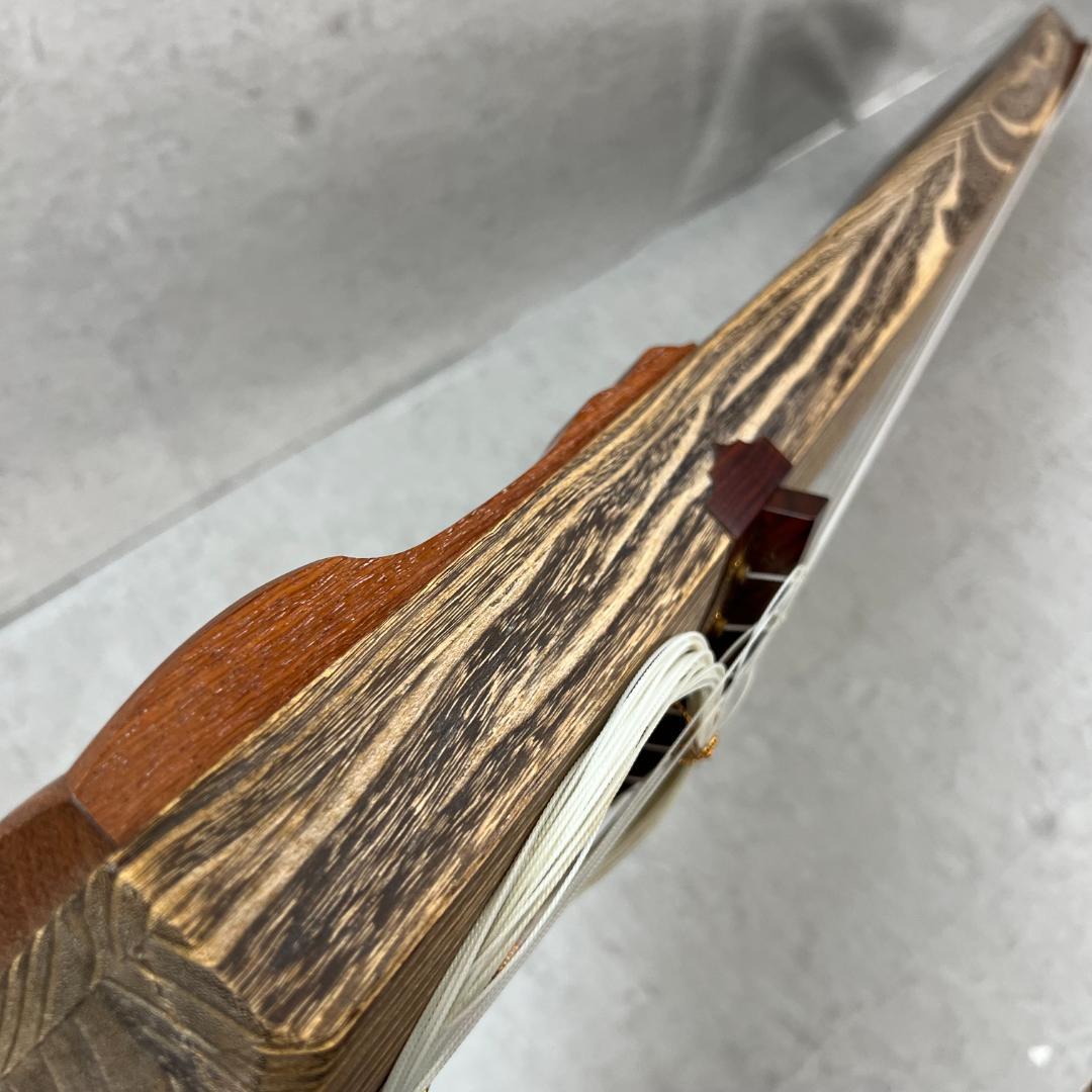 短琴　約5尺　13弦　筝　すだれ彫り　オレンジ装飾　琴柱　爪　和楽器　弦楽器