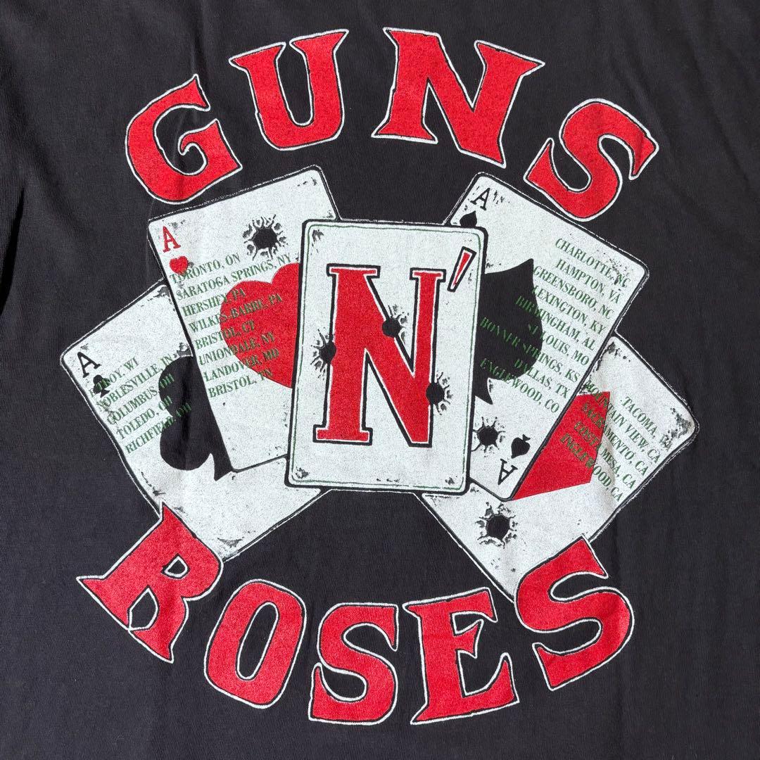 本物 90’s Guns N' Roses 拳銃×トランプ×薔薇 Tシャツ