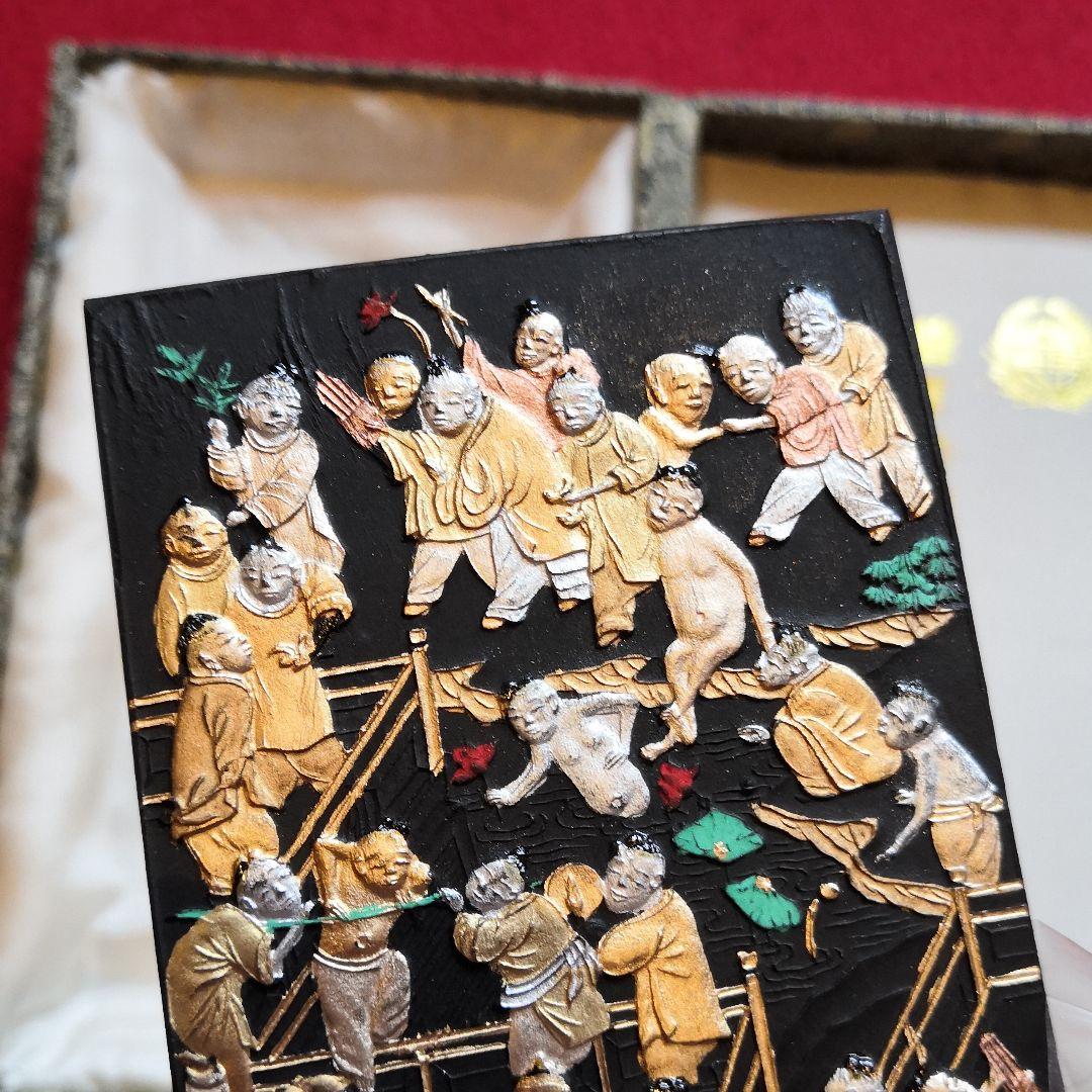 中国書道古墨仿古藏墨徽歙曹素功堯千氏精製徽墨上海墨骨董品金絵柄