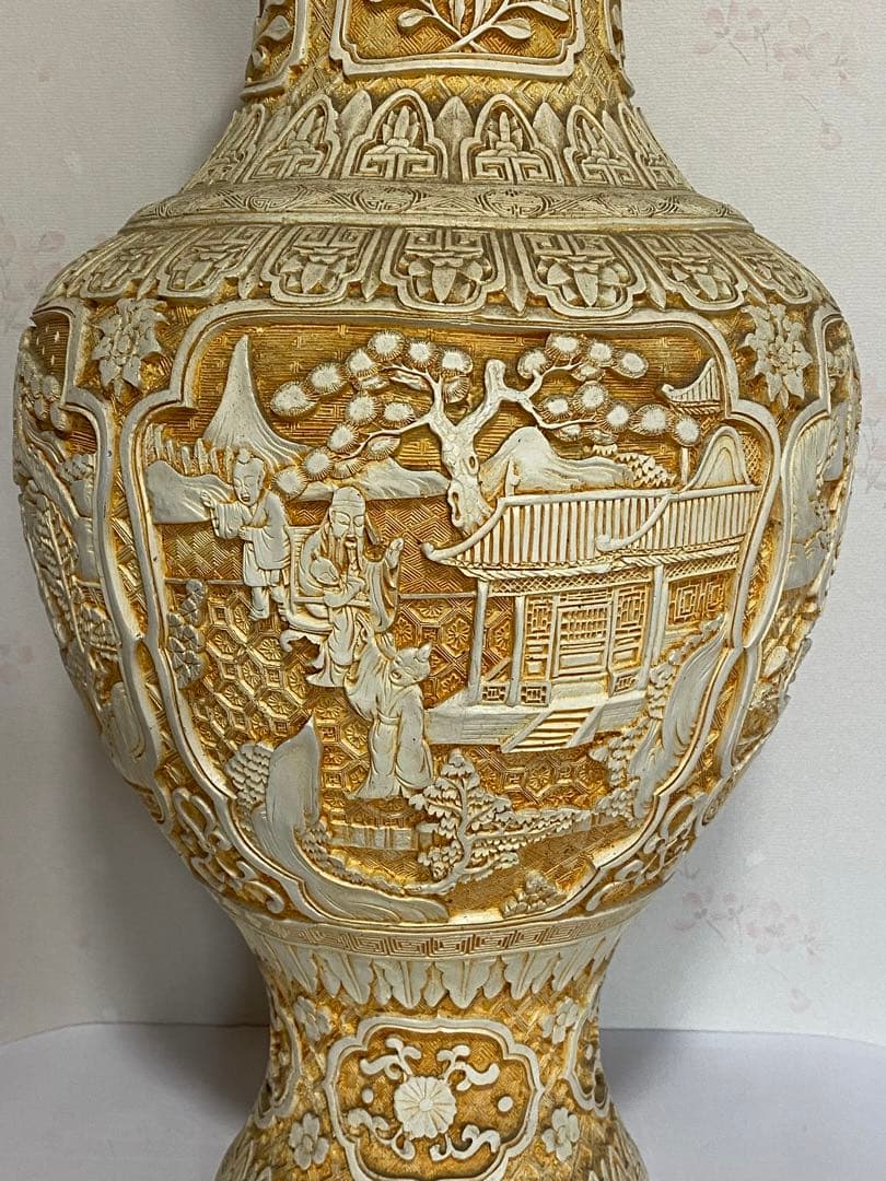 ♦ 中国美術伝統工芸品 楼閣山水 瓶 置物飾り美術品 ディスプレイ 骨董品