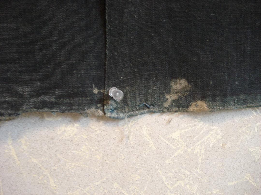 花嫁のれん　明治期　筒描き　藍染　家紋　宝珠　熨斗