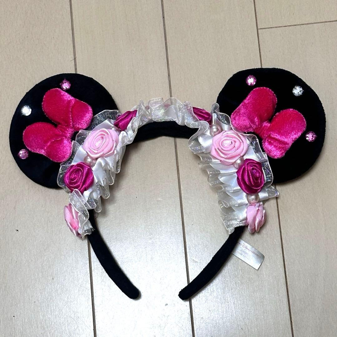 ミニー カチューシャ フリル レース 薔薇 ローズ ピンク レア品 廃盤