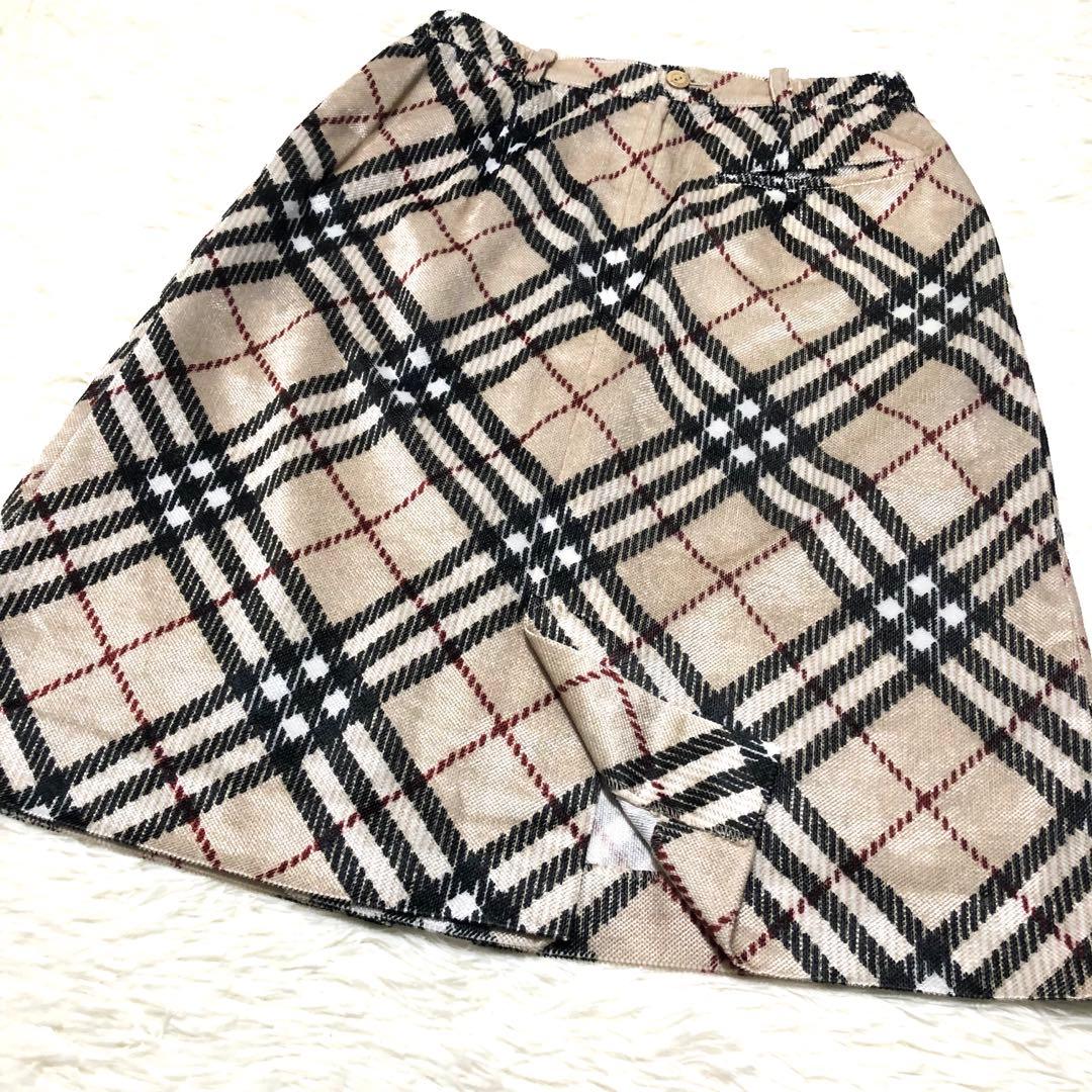 美品✨バーバリー ゴルフ スカート ひざ丈 ノバチェック ベージュ