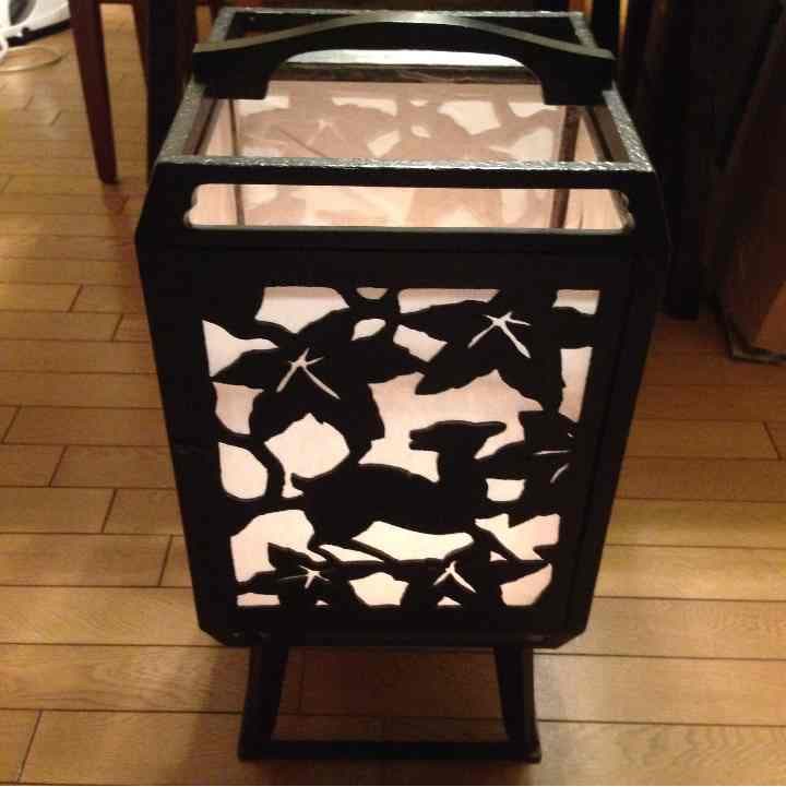 漆塗行燈照明 江戸後期から明治初期 鹿に紅葉