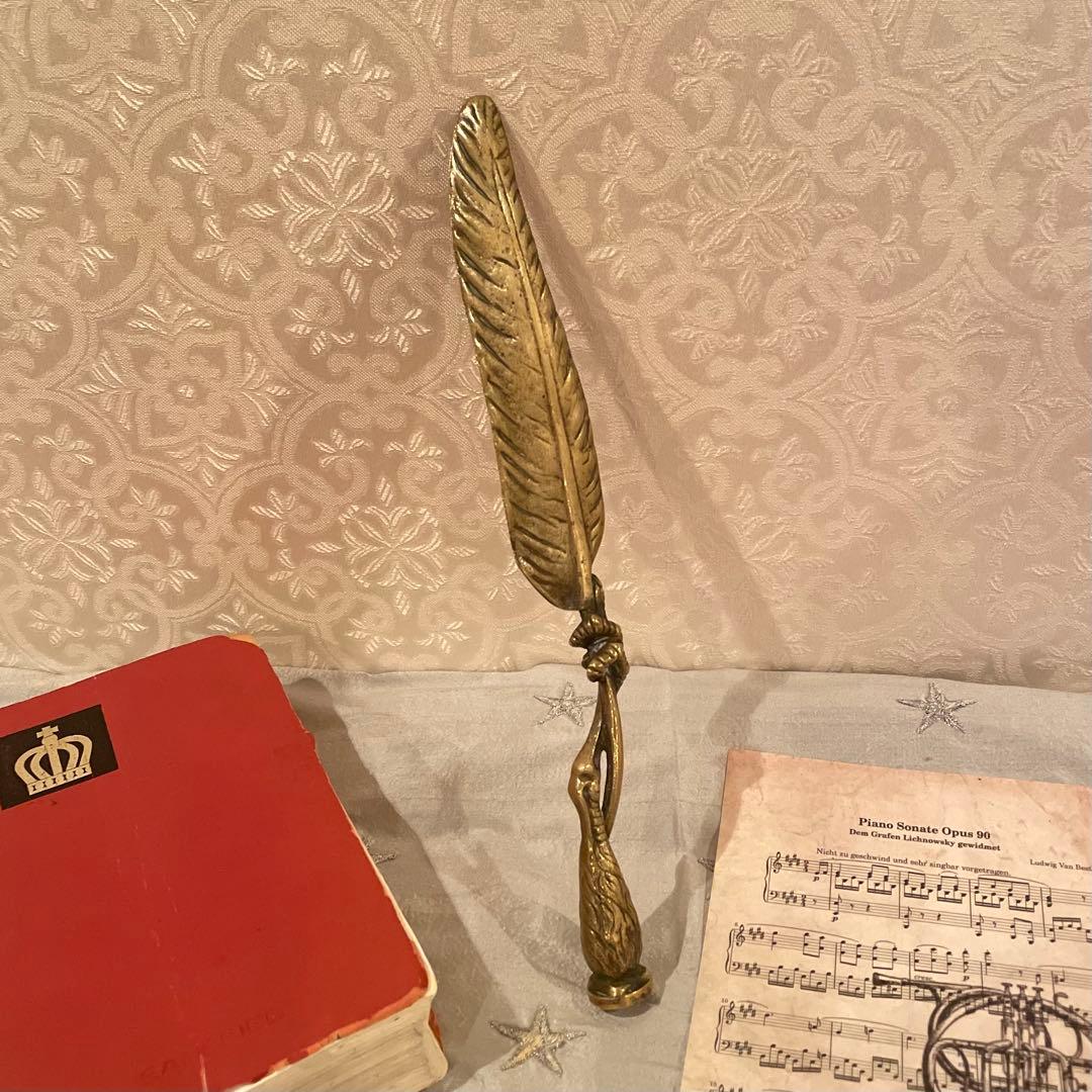 【アンティーク】真鍮製ペーパーナイフ　シーリングスタンプ付き