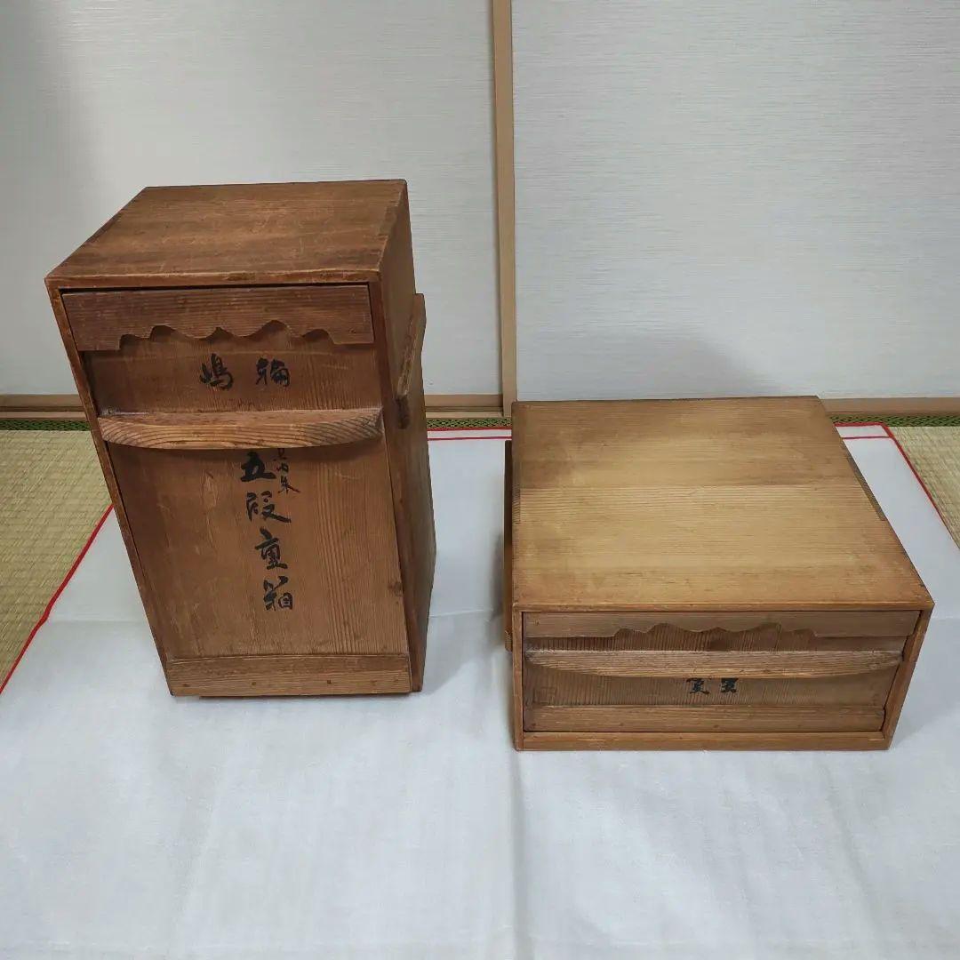 輪島塗　五段重箱　台付