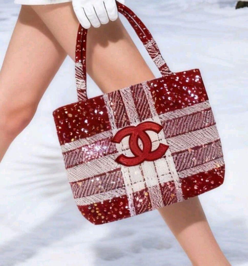 新品 CHANEL ノベルティ トートバッグ レッド スパンコール