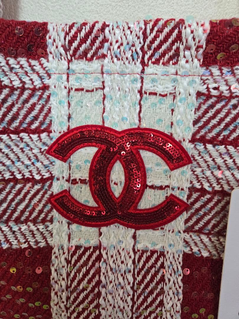 新品 CHANEL ノベルティ トートバッグ レッド スパンコール