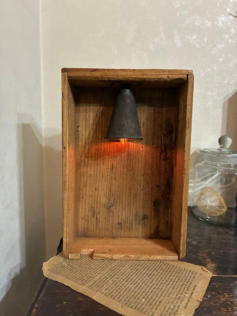 古道具 ライト 置き型 照明 古材 木箱 古雑貨