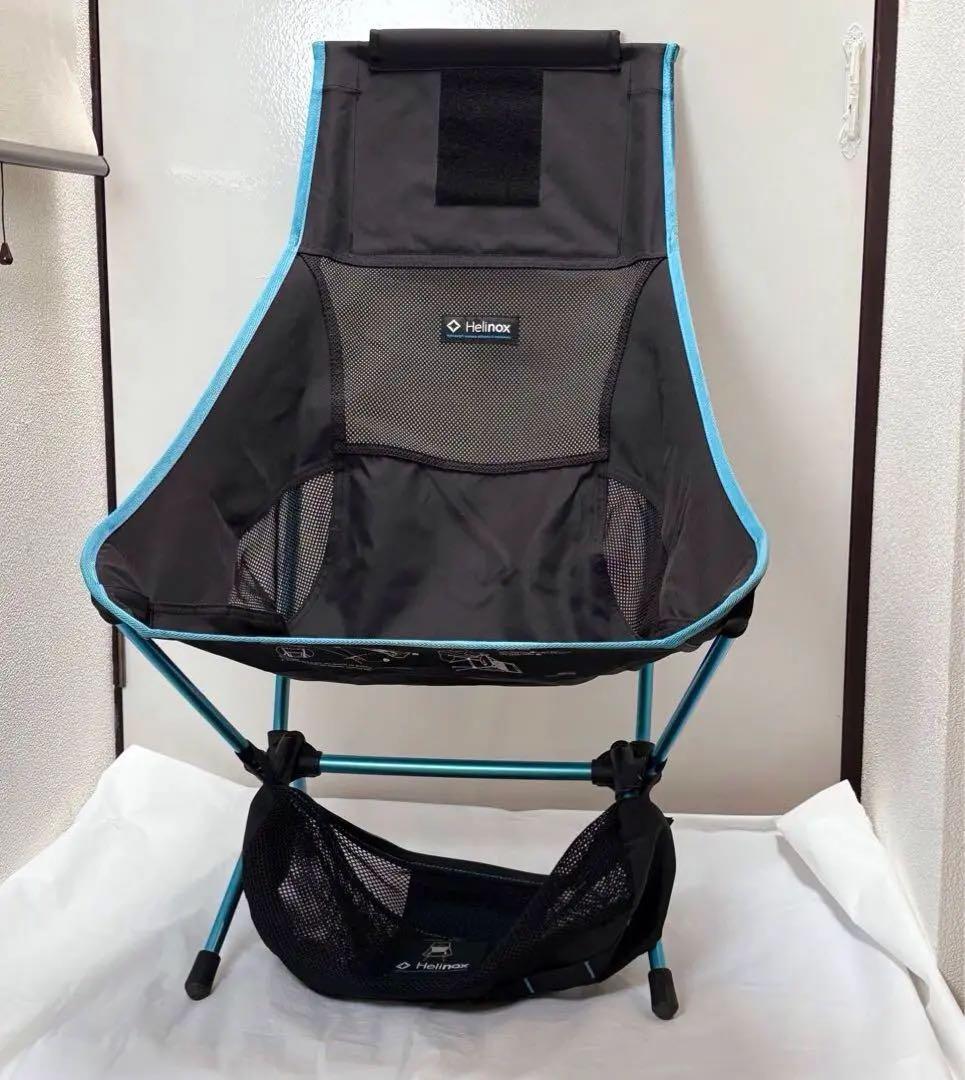 中古美品☆Helinox チェアツー ヘリノックス　ブルー　ブラック
