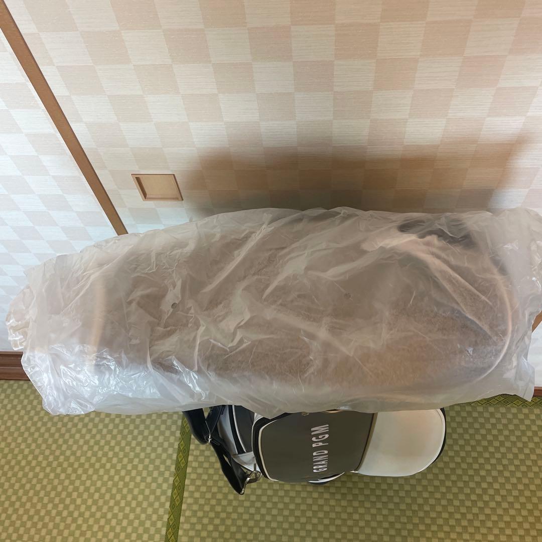 GRAND PGM キャディバッグ ホワイト/グレー : フード付き