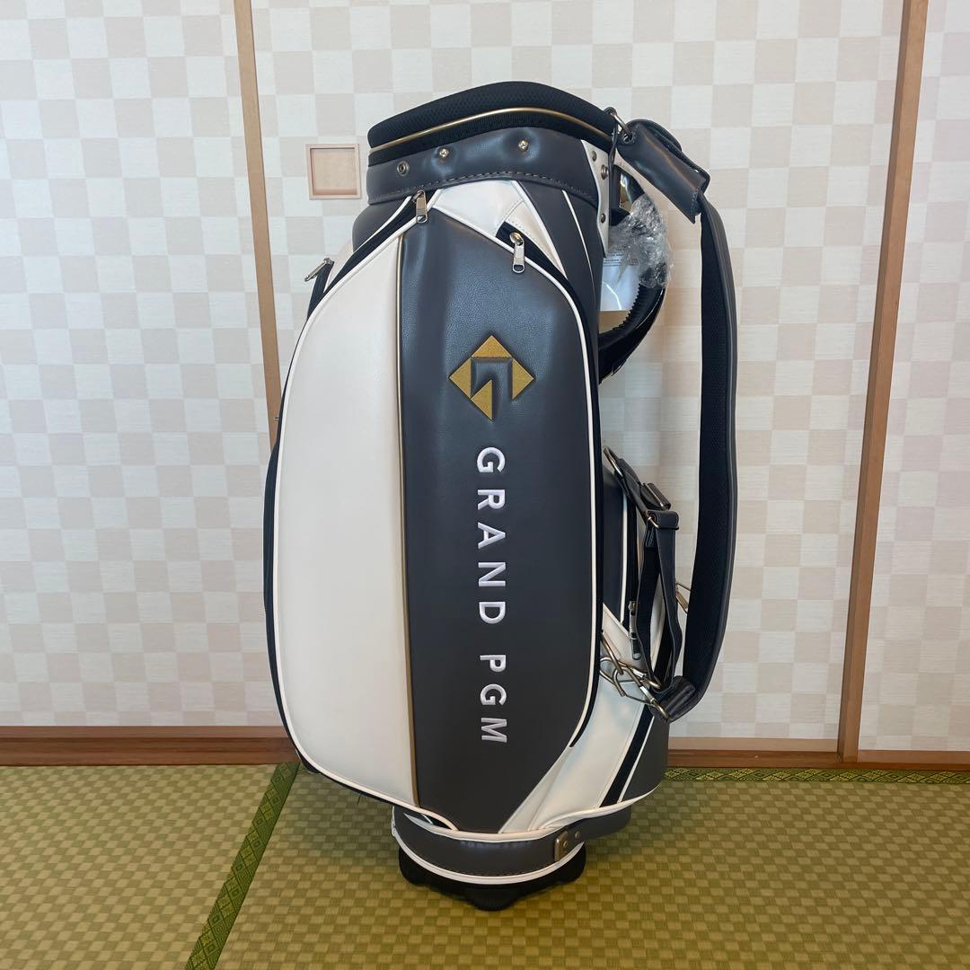 GRAND PGM キャディバッグ ホワイト/グレー : フード付き