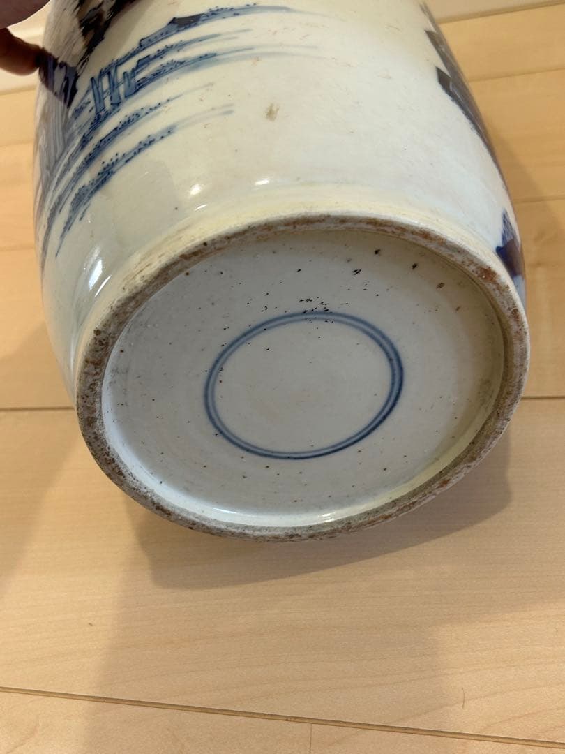 清早期　青花染付人物図大花瓶　中国美術唐物