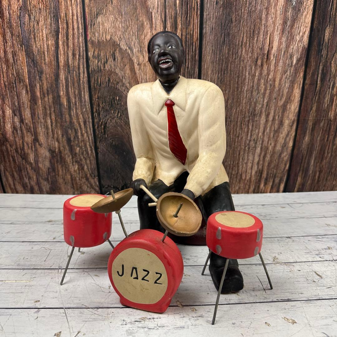 ジャズバンド 置物 黒人バンド 陶器 JAZZ 黒人楽団 6体まとめ