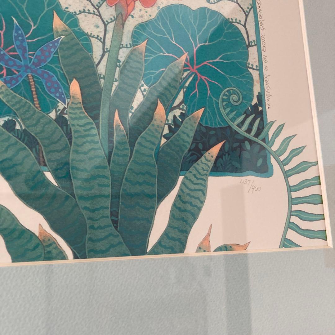 ジョアンフック植物と鳥のアート【額込】