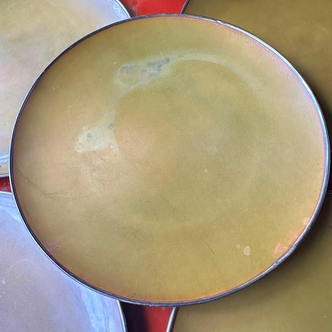 超限定9月10日20時迄‼️愛蔵生駒製松美斎造銀縁黄銅槌目菓子盆G.Ikoma5客