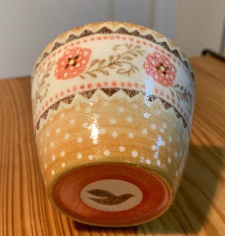 花柄ドット模様陶器カップ