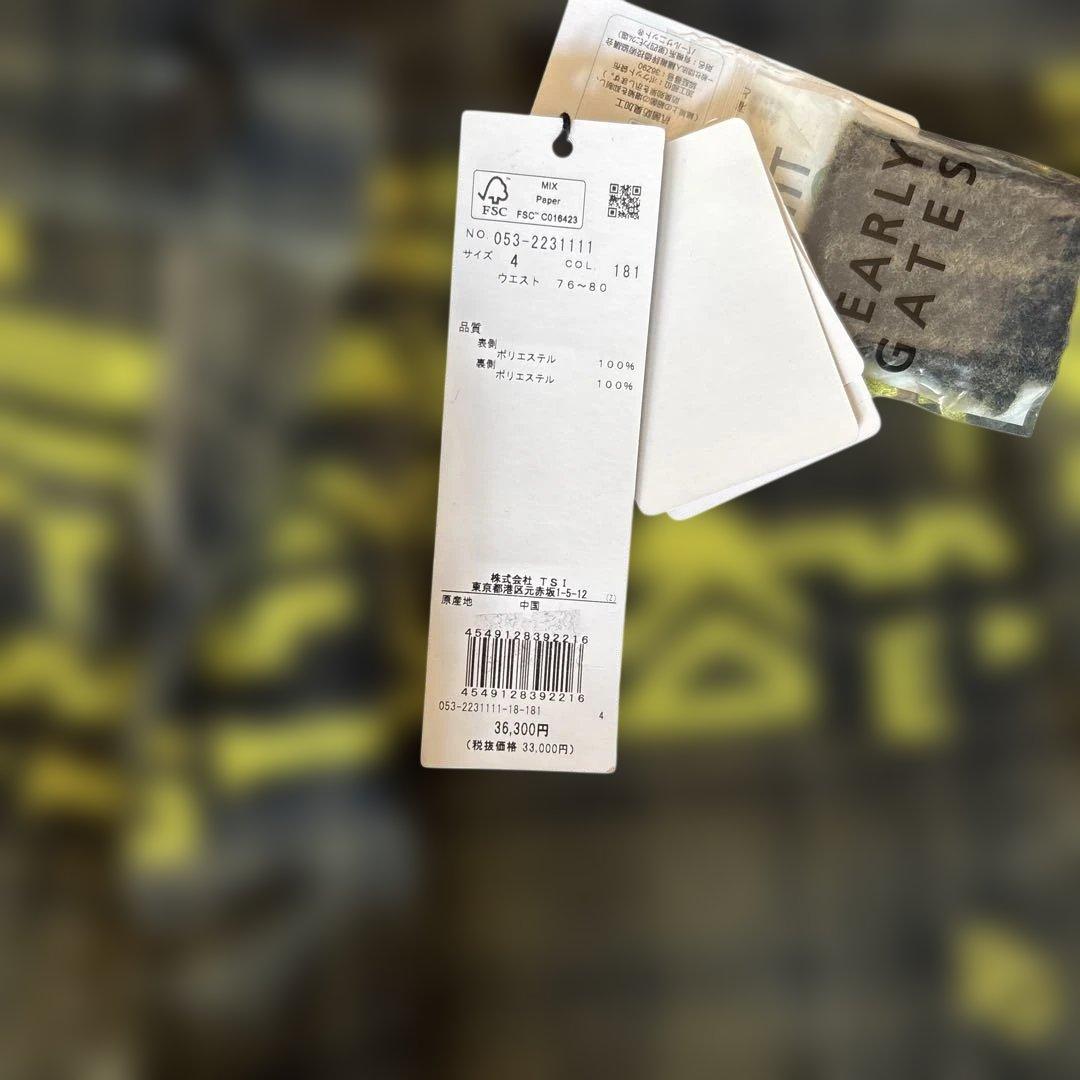 ☆新品☆ PEARLY GATES チェック柄パンツ M カーキ×黒×黄　秋冬