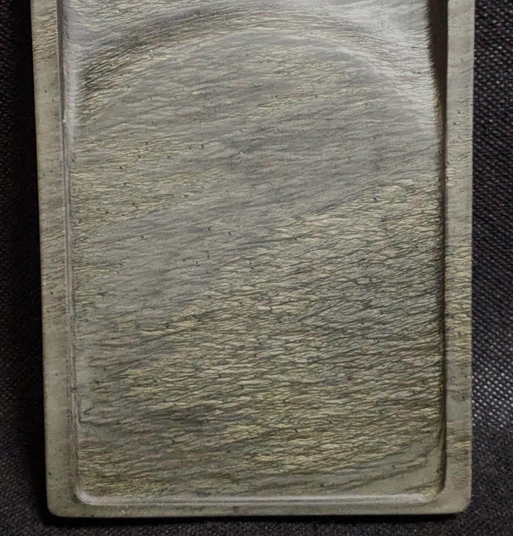 【歙州硯　水波羅紋や金暈金星の美石】◆龍尾山◆唐木共箱◆歙硯◆長方六吋