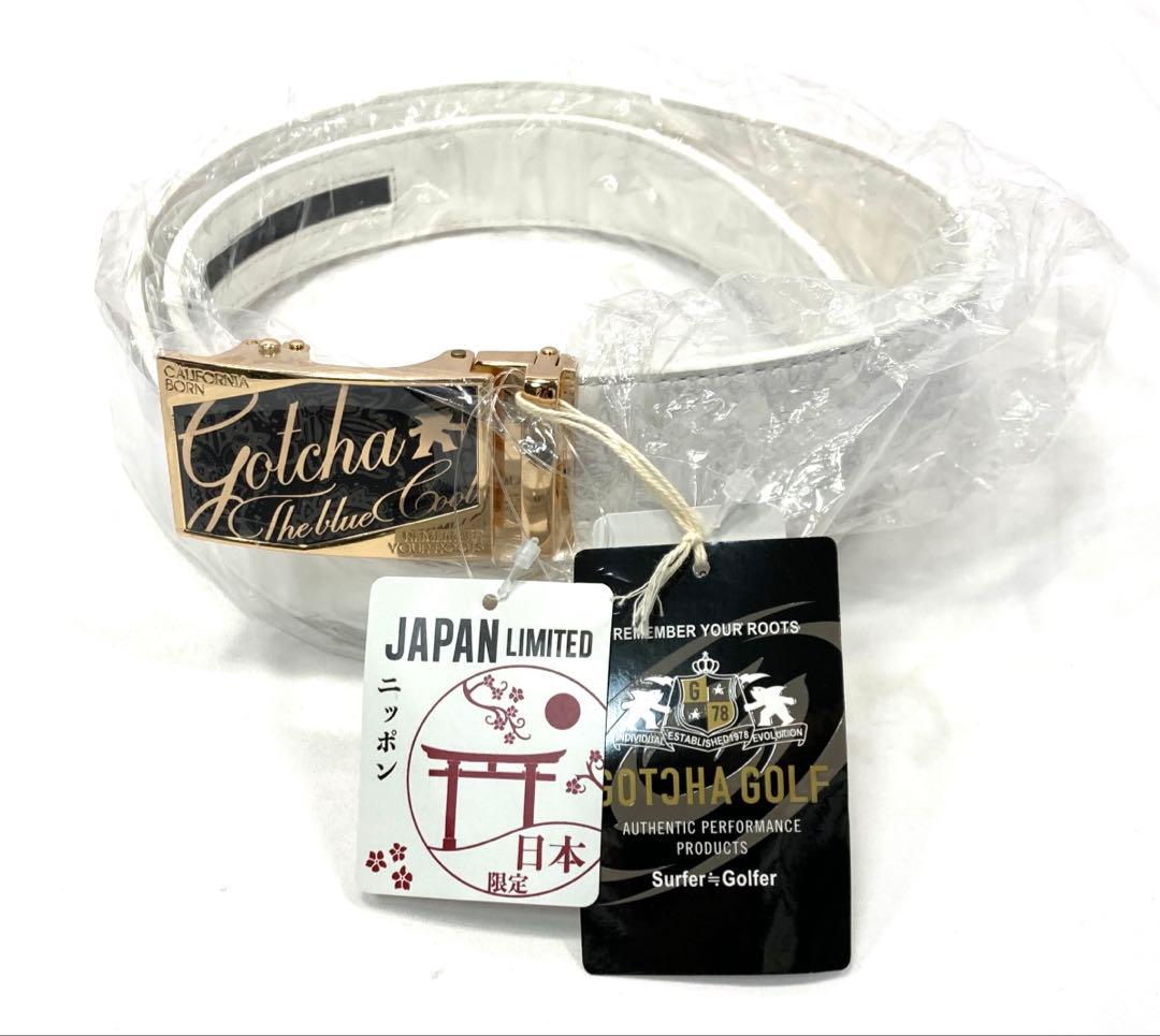 5xN9レ未使用 ガッチャゴルフ ペイズリーホールレスバックルベルト 白