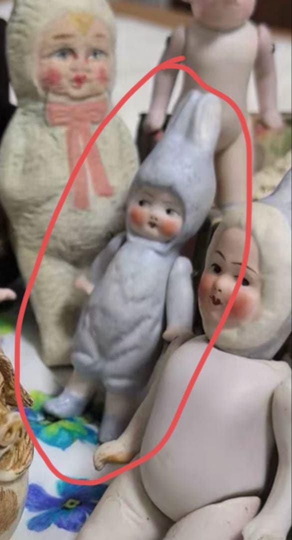 ドイツ　アンティーク　うさぎぬいぐるみ　ビスクドール