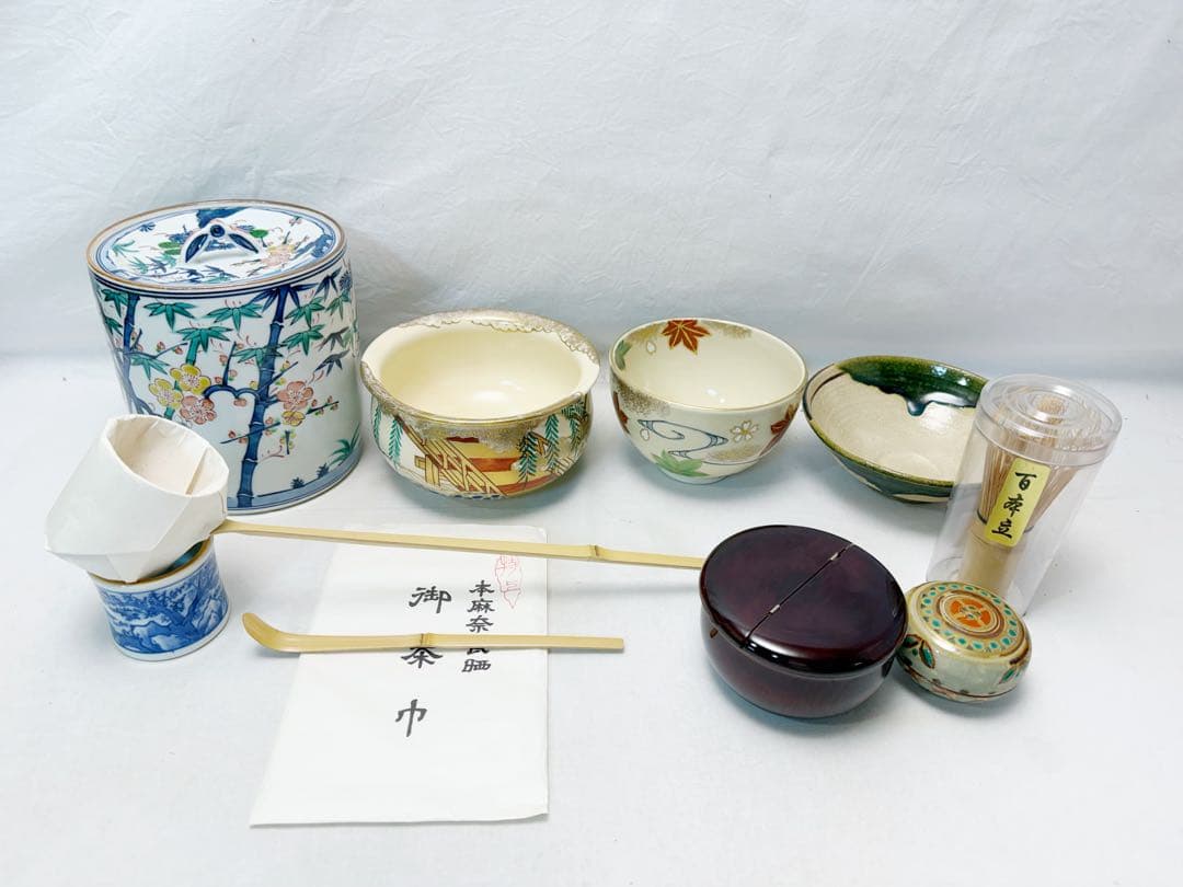 未使用 茶道具 桑 短册箱 茶箱 茶道具一式 十二点セット 野点