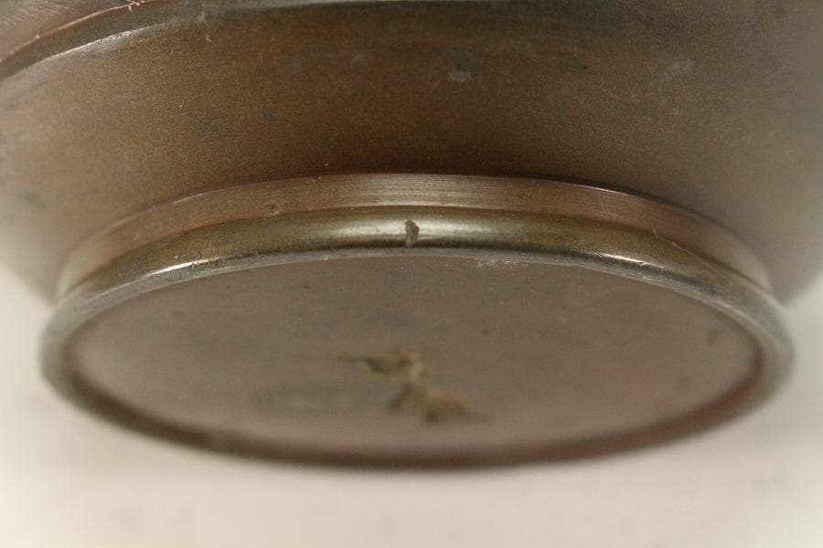 古銅 象耳 花鳥紋 香炉 古美術(K-LC956)