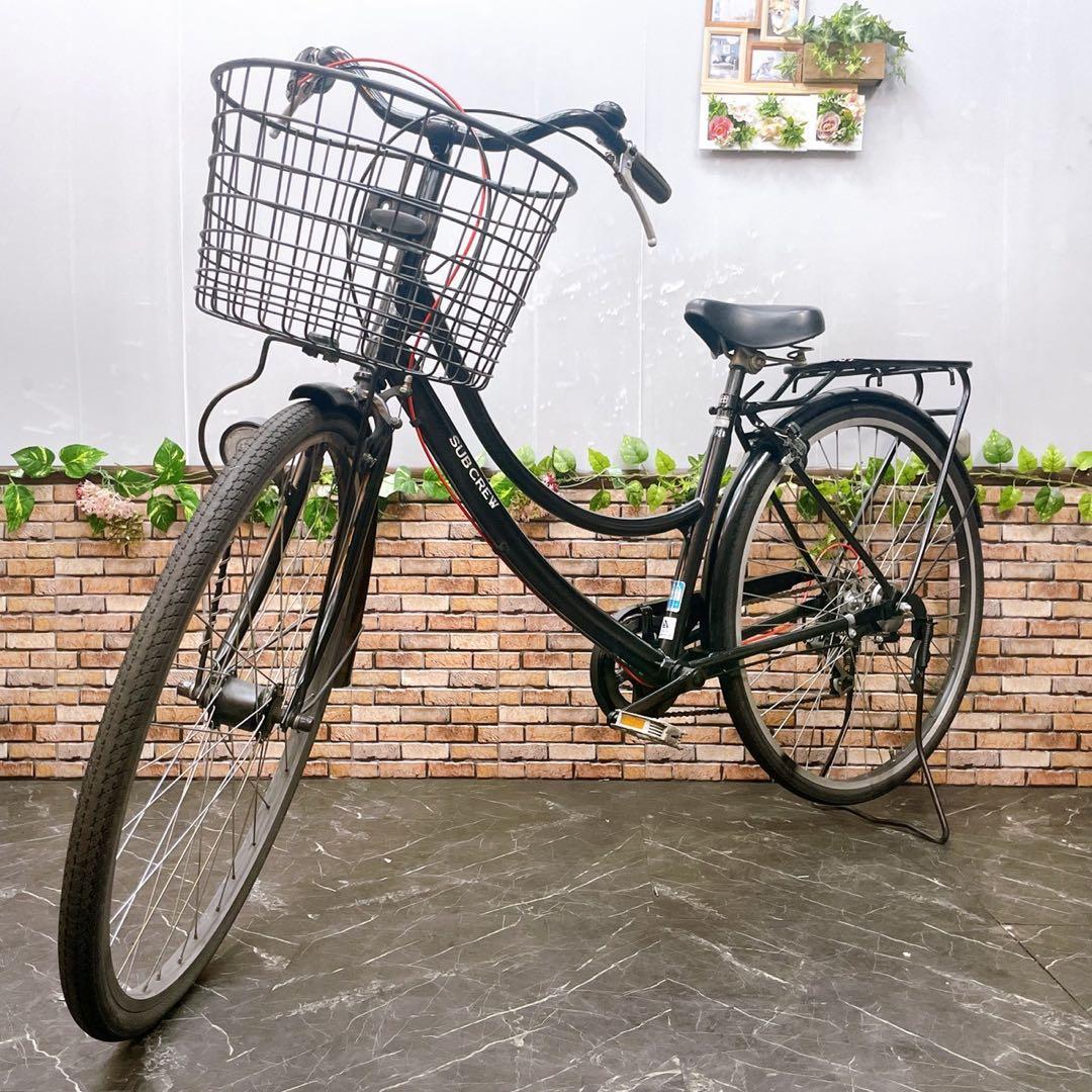 【86】一般車 ママチャリ SUBCREW ブラック 27インチ 外装変速付き