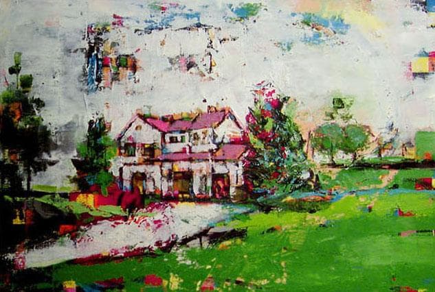 油絵 菅家令子 絵 絵画 インテリア uF6-060704 風景