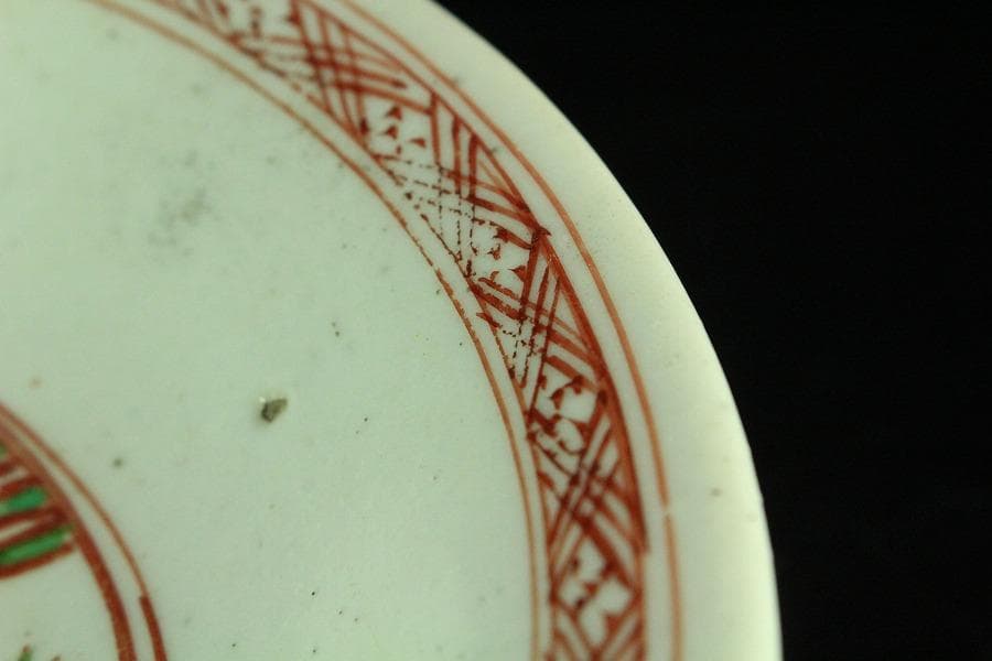 中国美術 赤絵 人物紋 皿 φ20cm 明(K-A828)