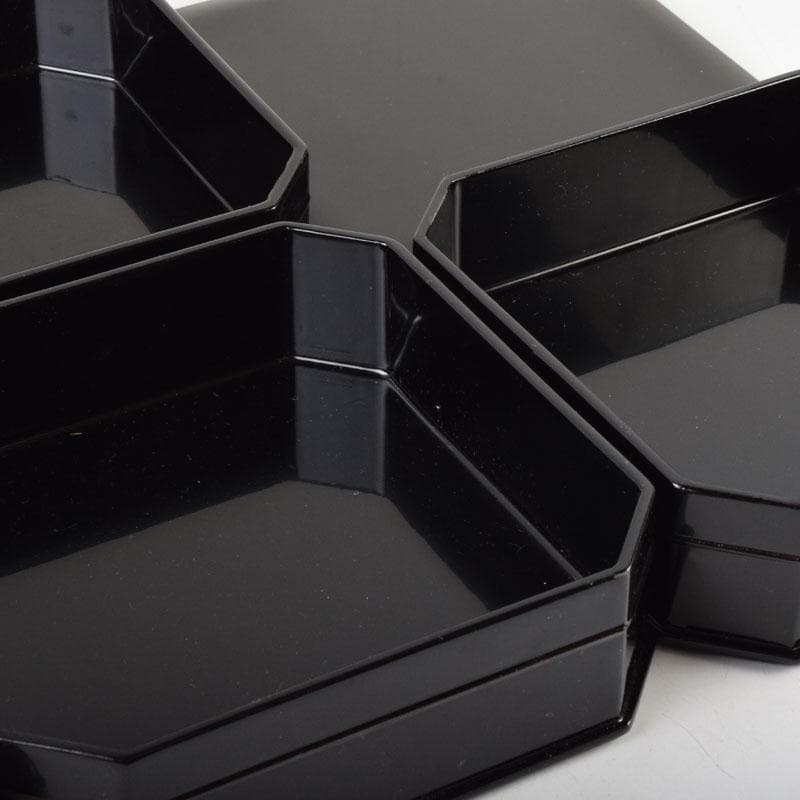 めるり 　塗師　海田宗恵造　真塗　縁高重　五段重　共箱　V　8789A