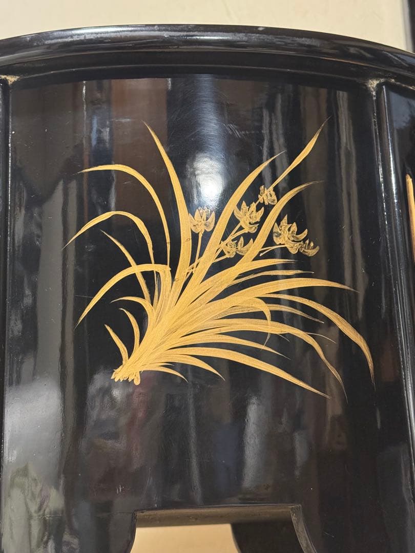 アンティーク　高級金箔家具 中国伝統家具 半円 電話台 コンソールテーブル