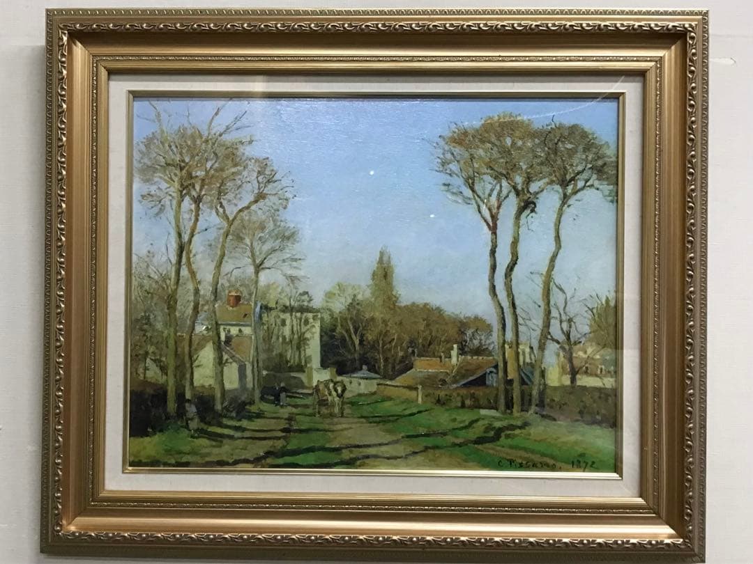 管44☆絵画☆カミーユ・ピサロ☆村の入り口☆複製画