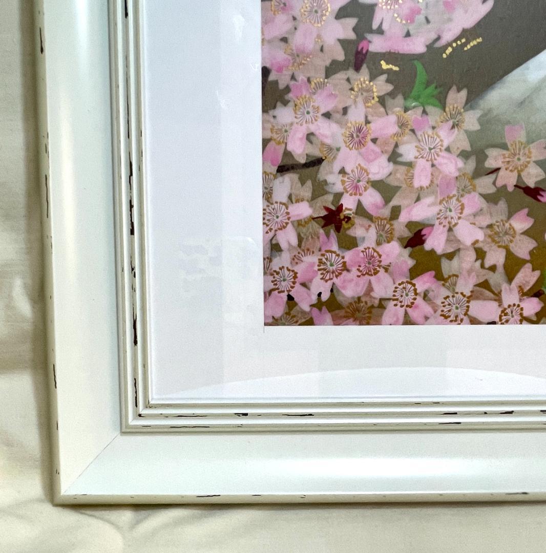 【新品】中島千波 『春霞』風景画　ポスター 複製画　額付　日本画 　桜