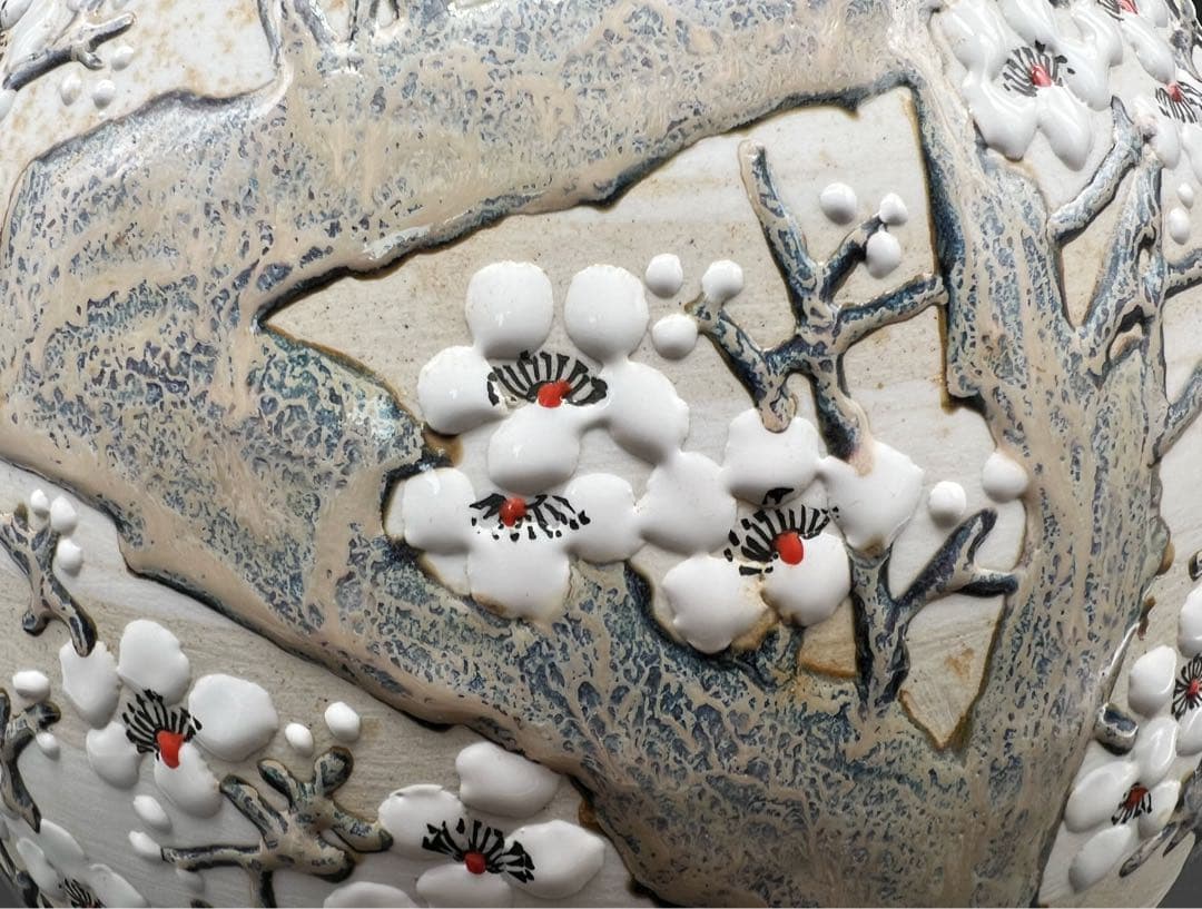 中国美術 瓢箪花瓶 花入 飾壺 陶藝　鉄骨生春 景徳鎮 名家熊軍作 木箱付き